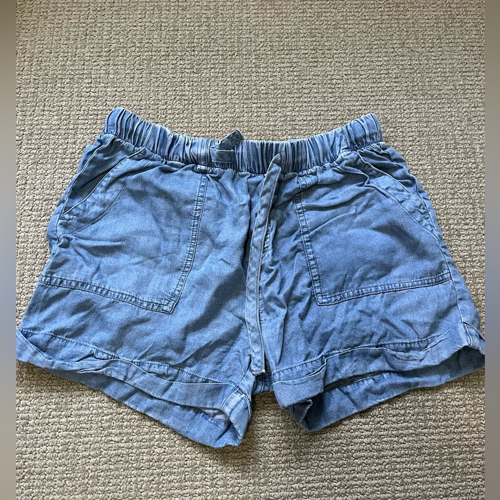 Soft “denim” shorts. Medium wash